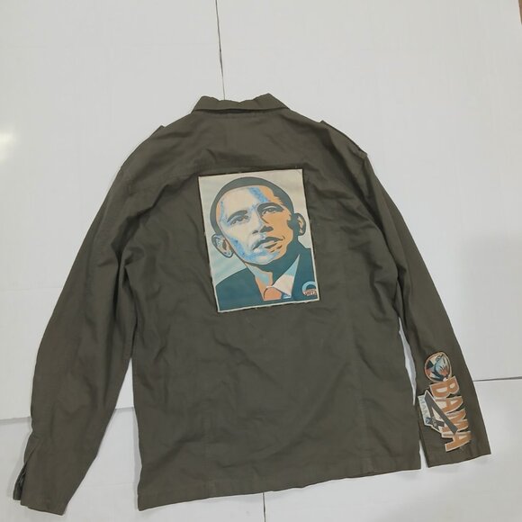 Point Zero Military Green Obama Patches Shirt/Jacket size XL. - Picture 11 of 14